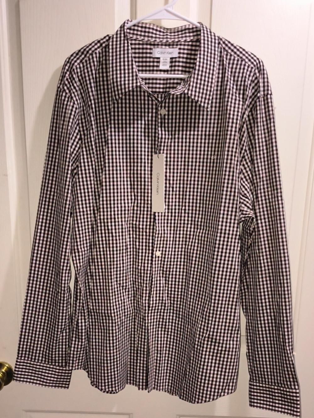 Calvin Klein Men’s Black and White Gingham Button-Down Shirt